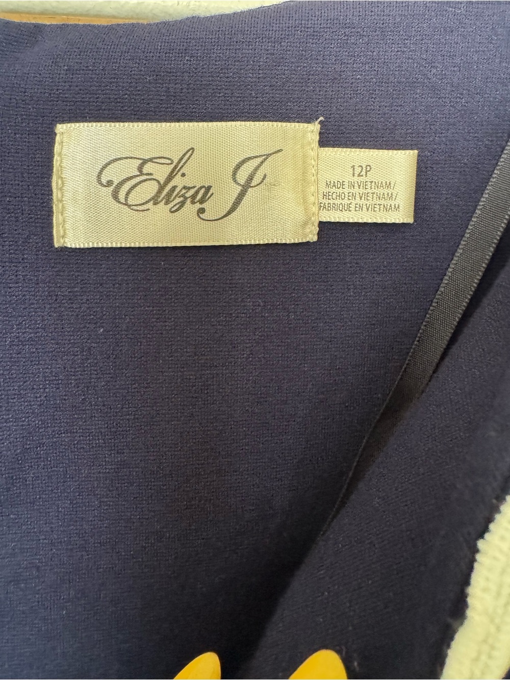 Eliza J Navy Midi Dress with White Embroidered V-Neck Detail - Picture 5 of 7